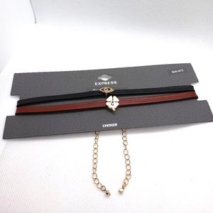 Express Genuine Leather Choker Necklace Set